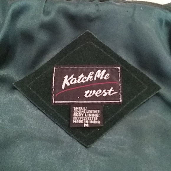 💚🤠 Western Leather Jacket Dark Green/Blk Sz M - Picture 9 of 9